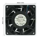 NMB 3115RL-04W-B66 80x80x41mm computer case fan, front view