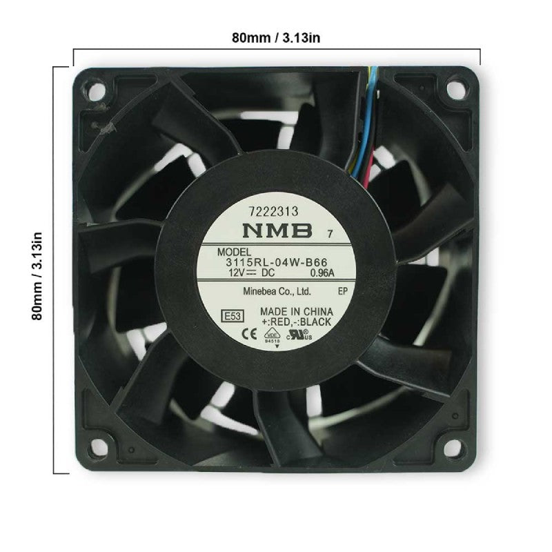 NMB 3115RL-04W-B66 80x80x41mm computer case fan, front view