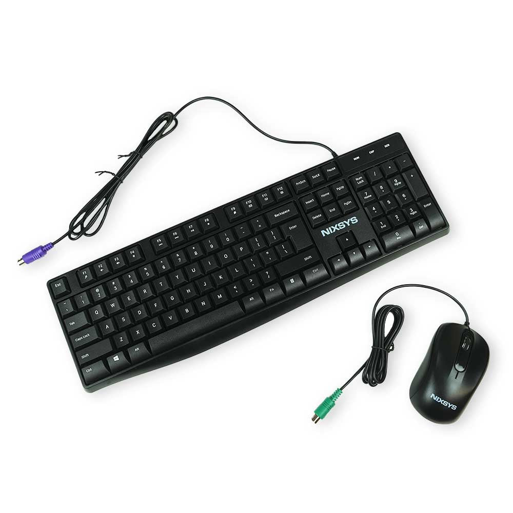 Black PS/2 104-key keyboard and optical mouse set for legacy systems