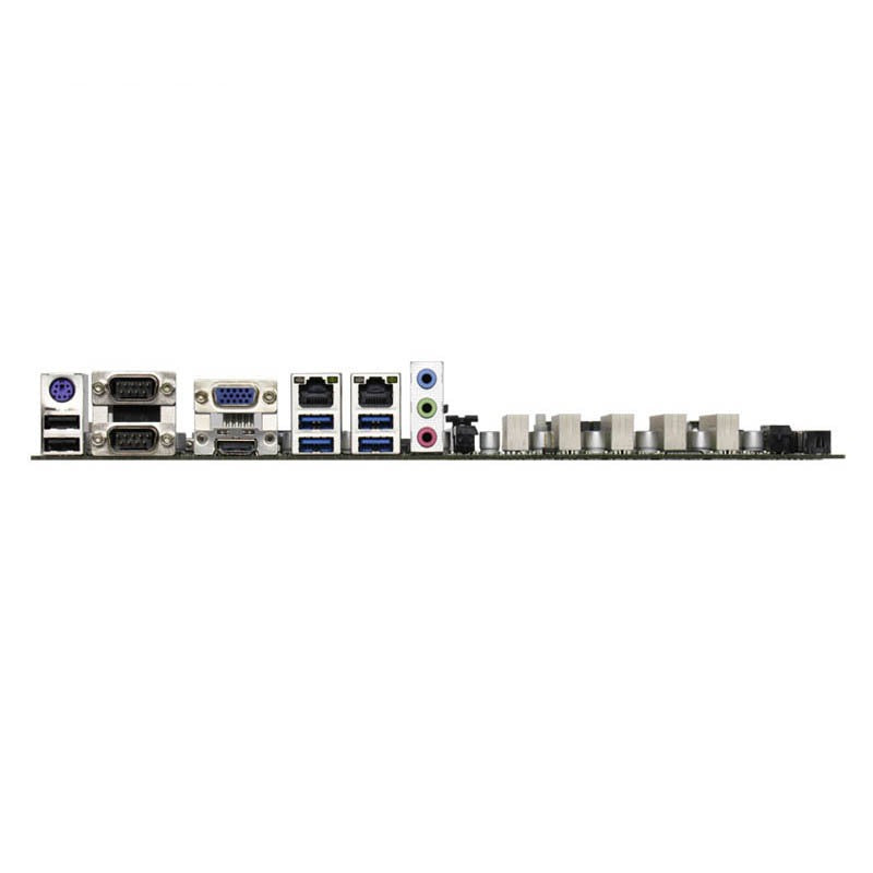 Rear I/O ports on NX786B motherboard: HDMI, VGA, USB 3.0, RS232, and dual Gigabit Ethernet