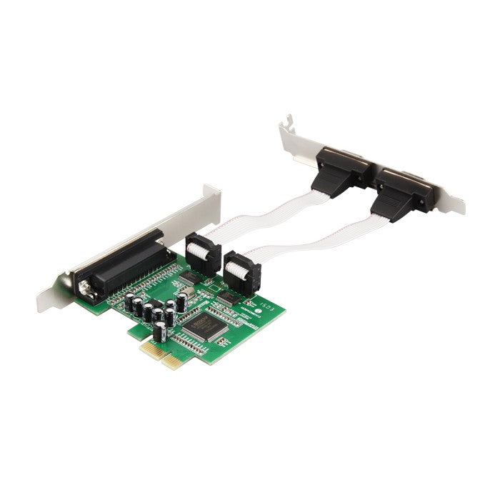 PCIe to 2 RS-232 DB-9 Serial Ports and 1 DB-25 Parallel Printer Ports (LPT1) Controller Card