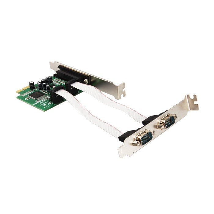 PCIe to 2 RS-232 DB-9 Serial Ports and 1 DB-25 Parallel Printer Ports (LPT1) Controller Card