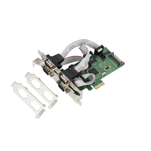 PCIe to 4-port RS-232 serial controller card with DB9 connectors