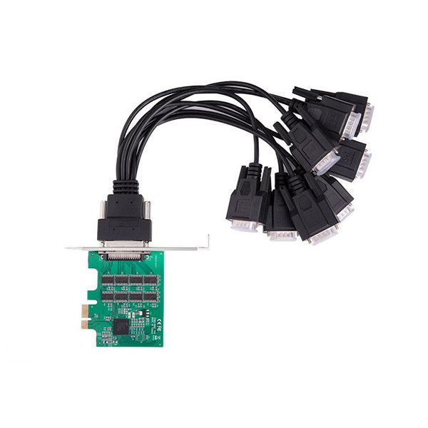 PCIe 8-port RS232 card with DB9 serial breakout cable